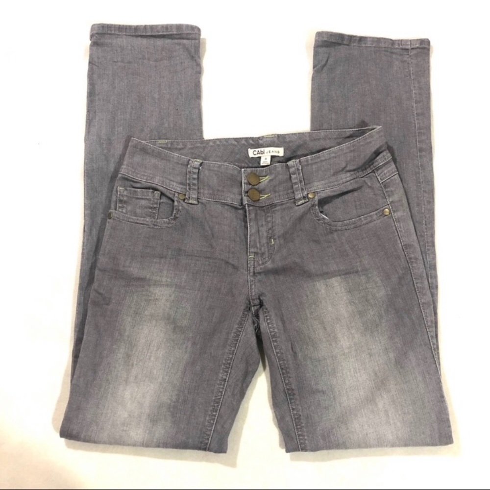 Cabi Lou Lou Slim Straight Stormy Gray Jeans 4
